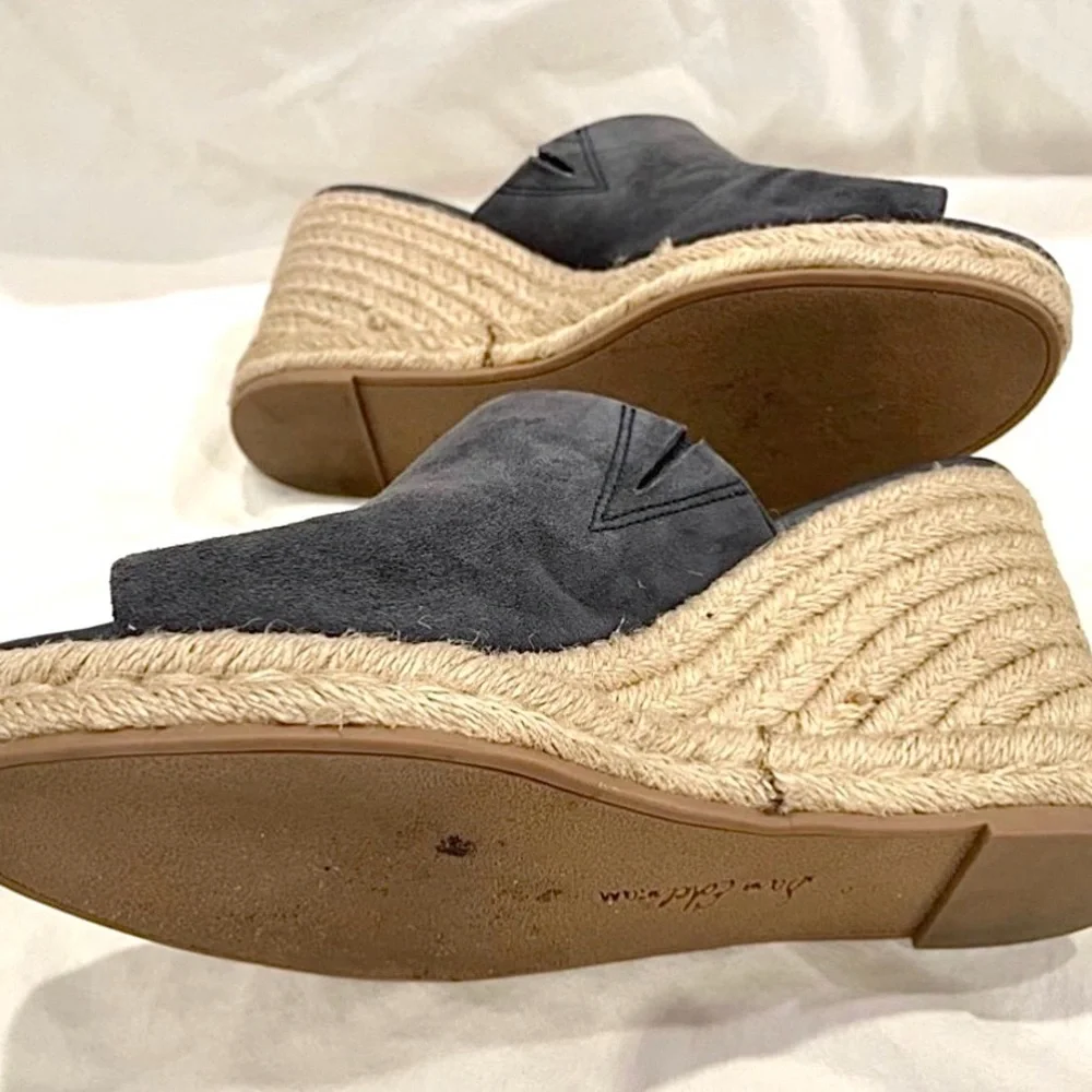 Sam Edelman “BONNIE” Espadrille Navy Blue Suede Jute Wedge Sandals | EU 39 US 8